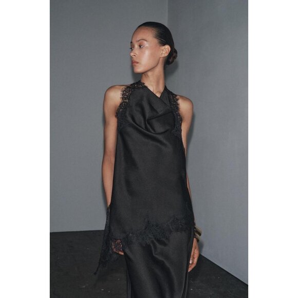 ZARA ZW COLLECTION LACE HALTER TOP - Picture 1 of 7